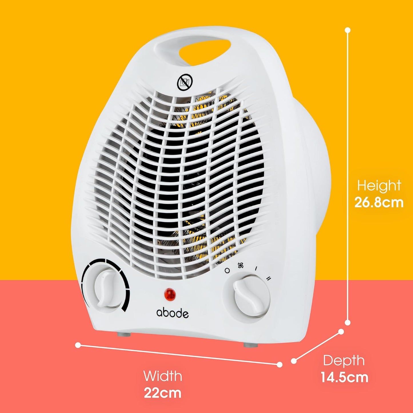 Electric Fan Heater 2000W with 2 Heat Settings, Overheat Protection & Safety Tip Over Switch, Adjustable Thermosat & Cooling Only Setting, Portable & Lightweight White