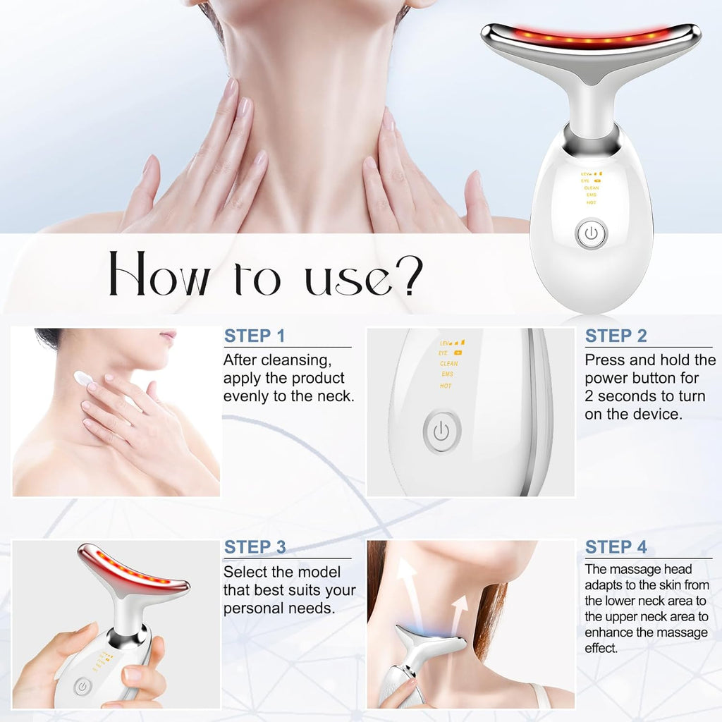 Face Massager, LED Light EMS Facial Sculptor with 3 Modes 45°C Guasha Tool Face Massager Facial Lifting Device Jaw Trainer, Firming Anti Wrinkle Neck Eye Massager Double Chin Reducer