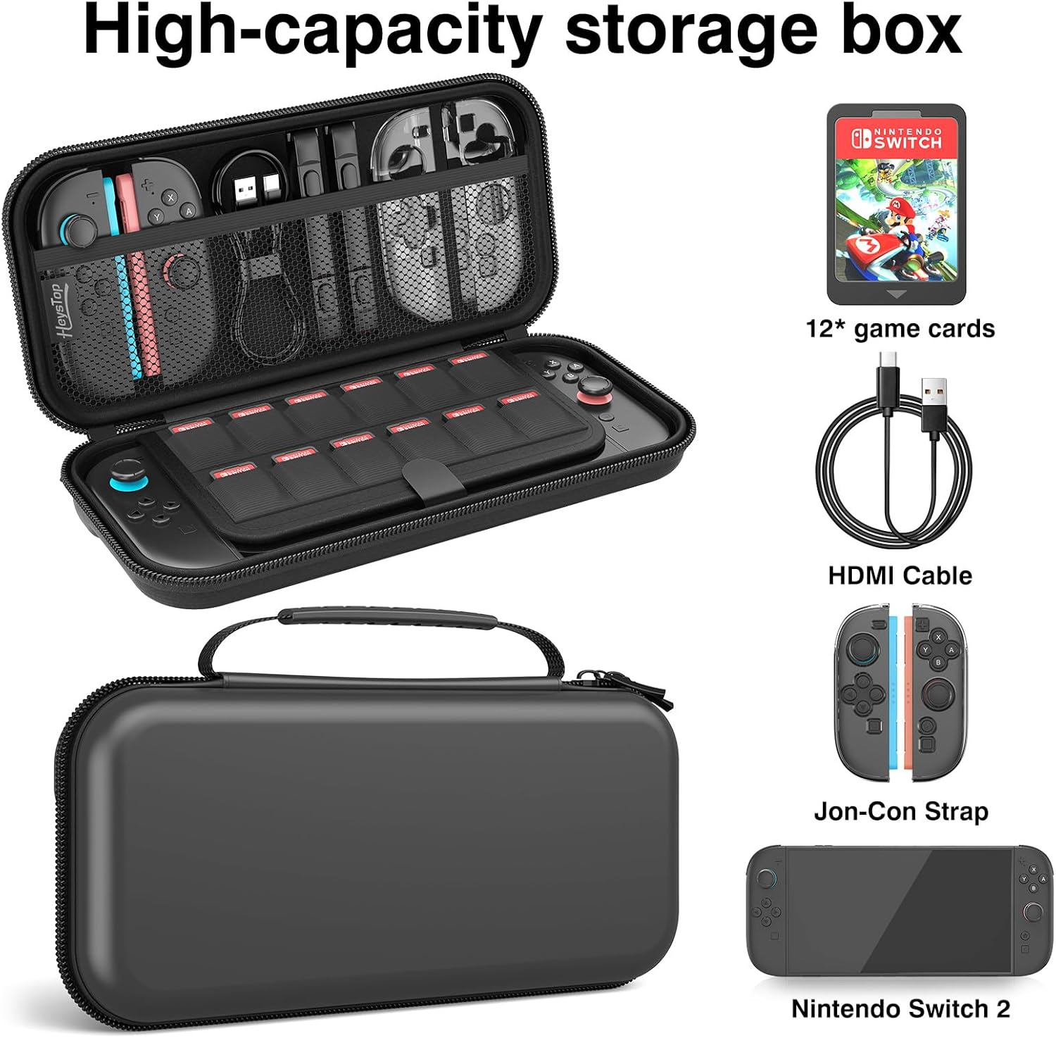 Case for Nintendo Switch 2 Console Accessories 2026 Latest Model Carrying Protective Hard Portable Travel Case Shell Pouch for Nintendo Switch 2 with Soft Interior & Mesh Pocket