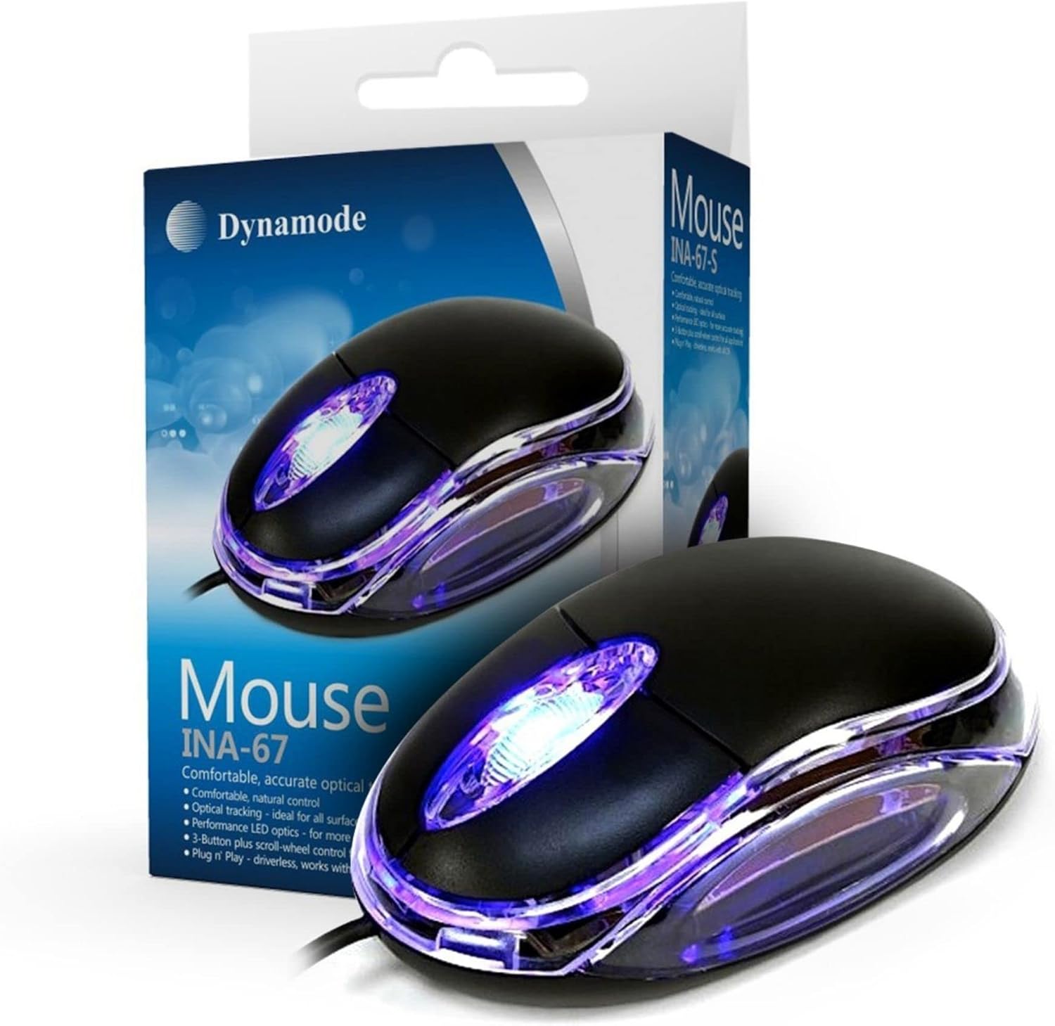 Wired Optical USB Mouse - 800 DPI Black with Lighted Design and Scroll Wheel for Laptop, PC, Mac, Notebook