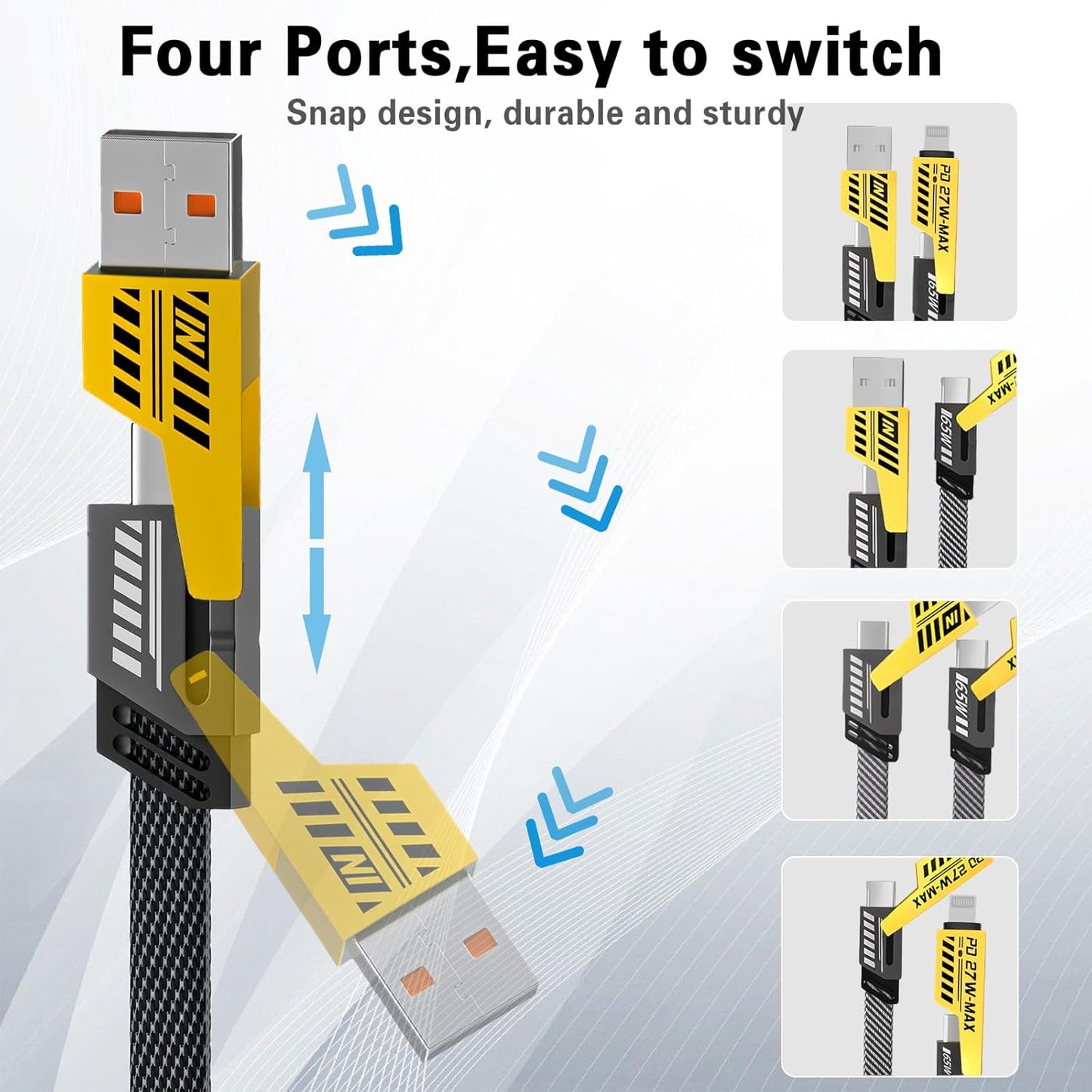MTK Moreteck 4-in-1 Fast Charging Data Cable (65W Max, 1M) – Model TB2001