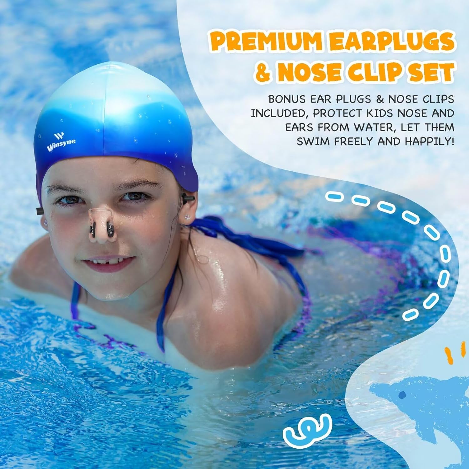 3-Pack Kids Swim Caps for Boys and Girls, Unisex Silicone Swimming Caps for Children Ages 3–15, Waterproof Swim Caps for Short or Long Hair to Help Keep Hair Dry