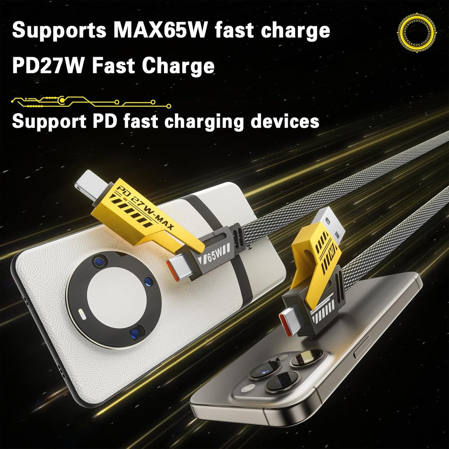 MTK Moreteck 4-in-1 Fast Charging Data Cable (65W Max, 1M) – Model TB2001
