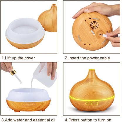 300ml Essential Oil Diffuser Aroma Diffuser Aromatherapy Ultrasonic Cool Mist Humidifier 7 Color LED Change for Office Home Bedroom Living Room Study Yoga Spa