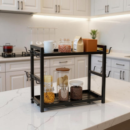2-Tier Coffee Mug Holder & Kitchen Rack – 12 Hooks