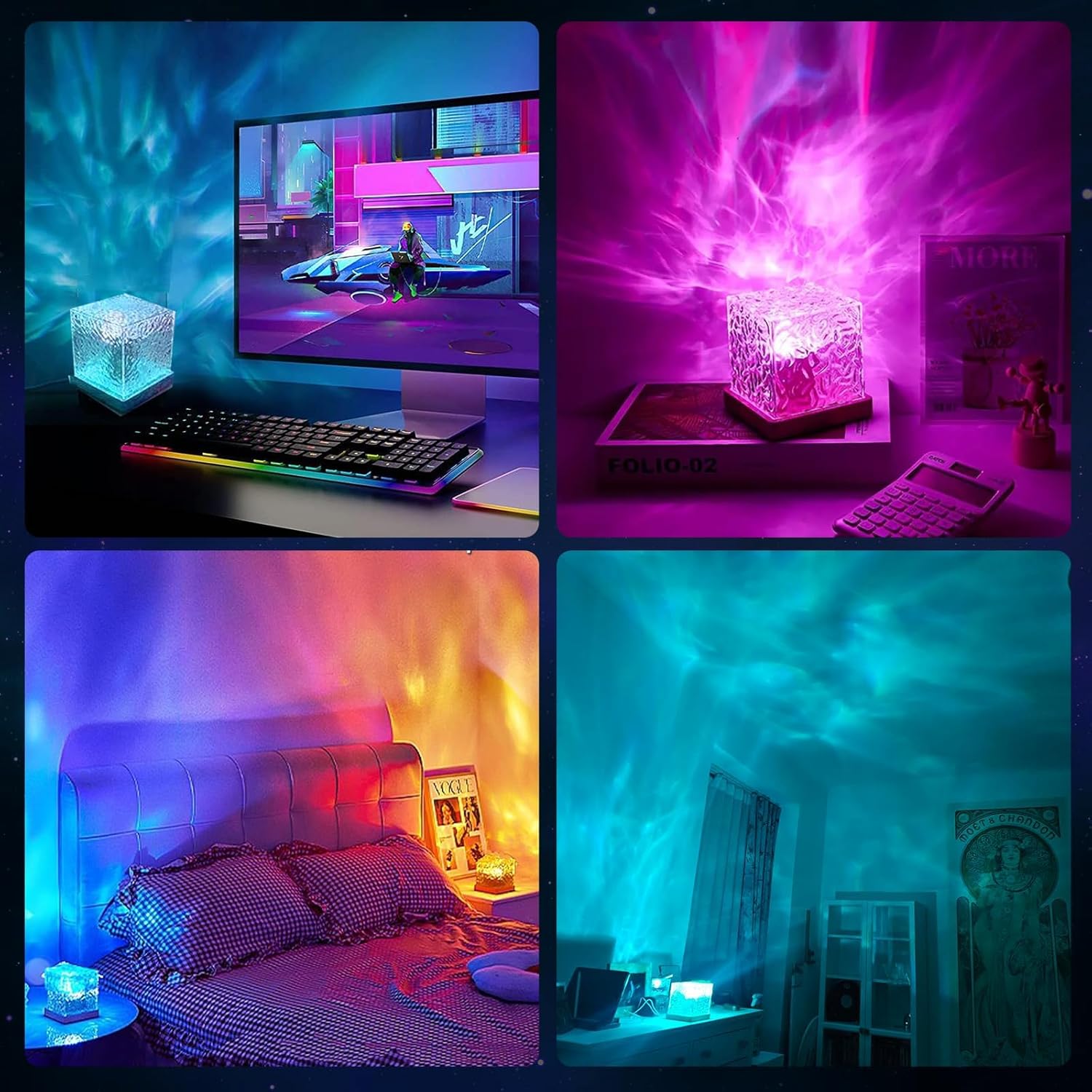 Galaxy Projector Light for Bedroom, Northern Lights Projector, Ocean Wave Sensory Light with 16 Colors, 30 Lighting Modes Star for Kids, Ceiling Projector Night Light for Party/Game Rooms