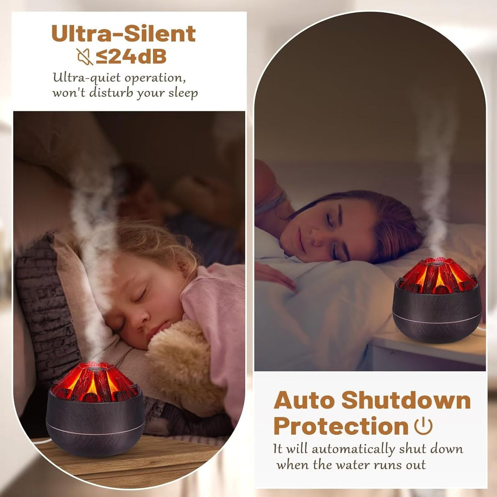 Campfire Flame Fire Diffuser, Bonfire Aromatherapy Essential Oil Diffuser, 300ml Wood Cool Mist Humidifier for Home,Bedroom,Office, Waterless Auto Off, Night Light, Gift