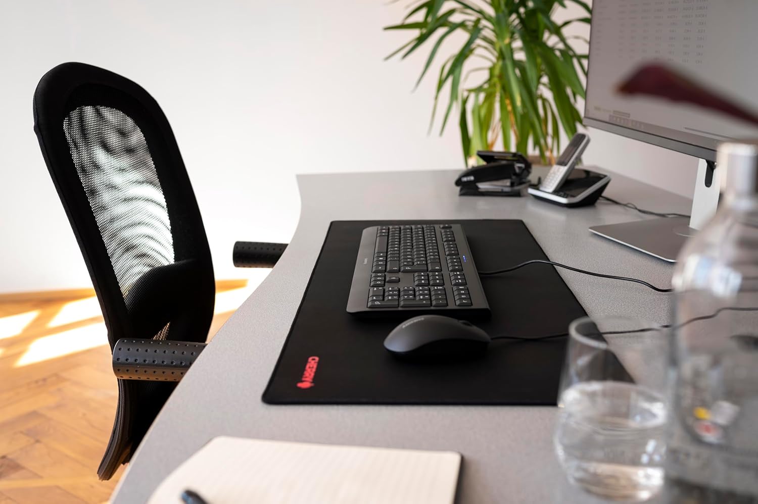 Premium Fabric Mouse Pad in XXL (800 x 350 x 5 mm), Smooth Surface for Precision, Stitched Edges, Non-Slip, Rollable, Black