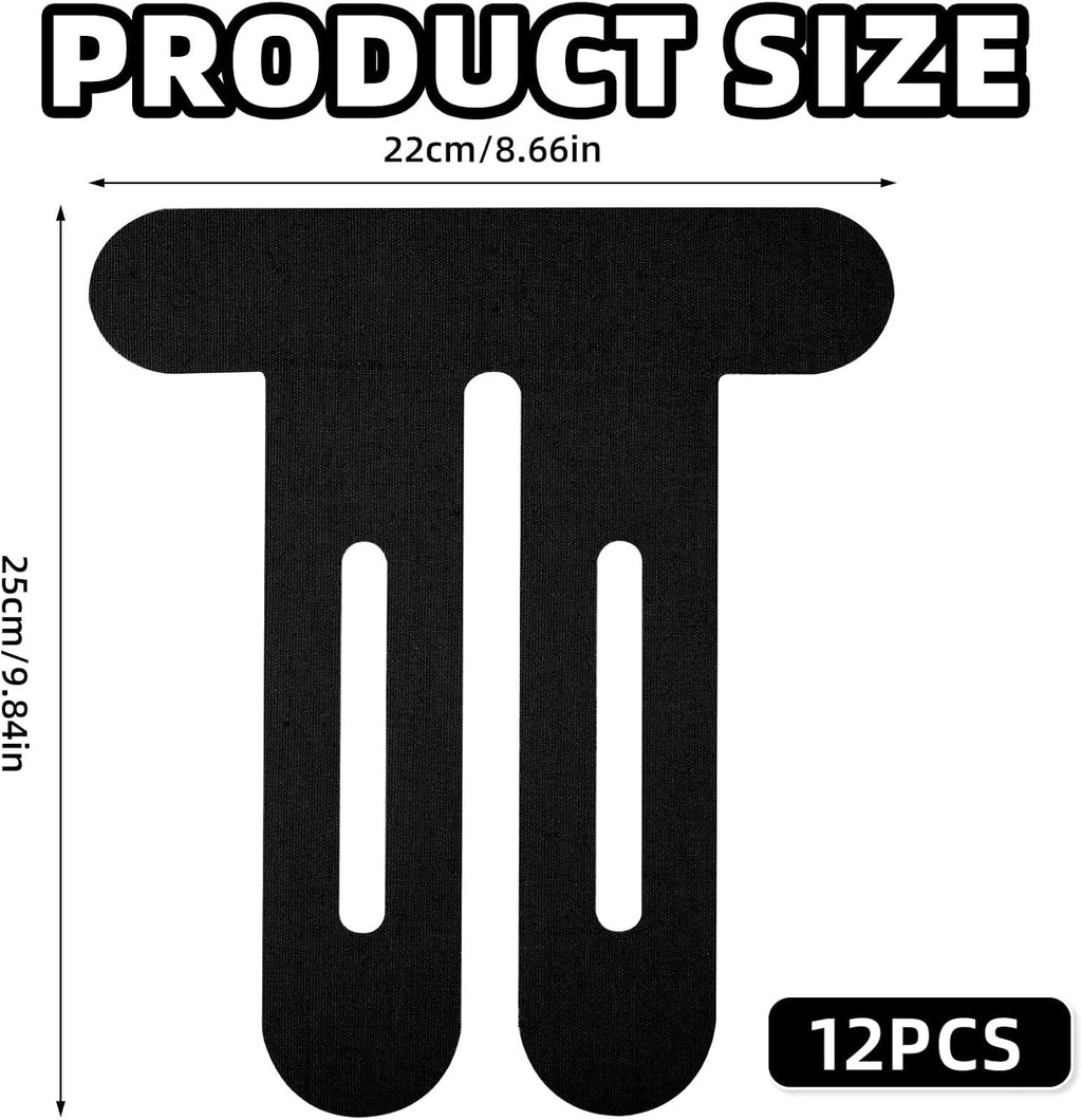 12pcs Precut Kinesiology Tape for Knees, Breathable Elastic Kinesiology Athletic Muscle Tape Strips Flexible, Waterproof Sport Knee Patch Stickers for Knee Support & Stability (Black)