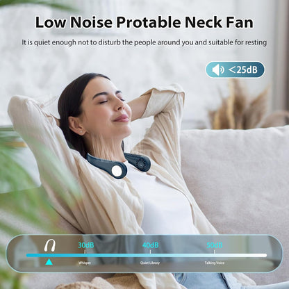 Neck Fan, Portable Neck Fan Hands Free Bladeless Mini Fan with 360°Cooling Airflow, USB Rechargeable Personal Fan Quiet Wearable Fan with 3 Wind Speed for Sports Outdoor Indoor