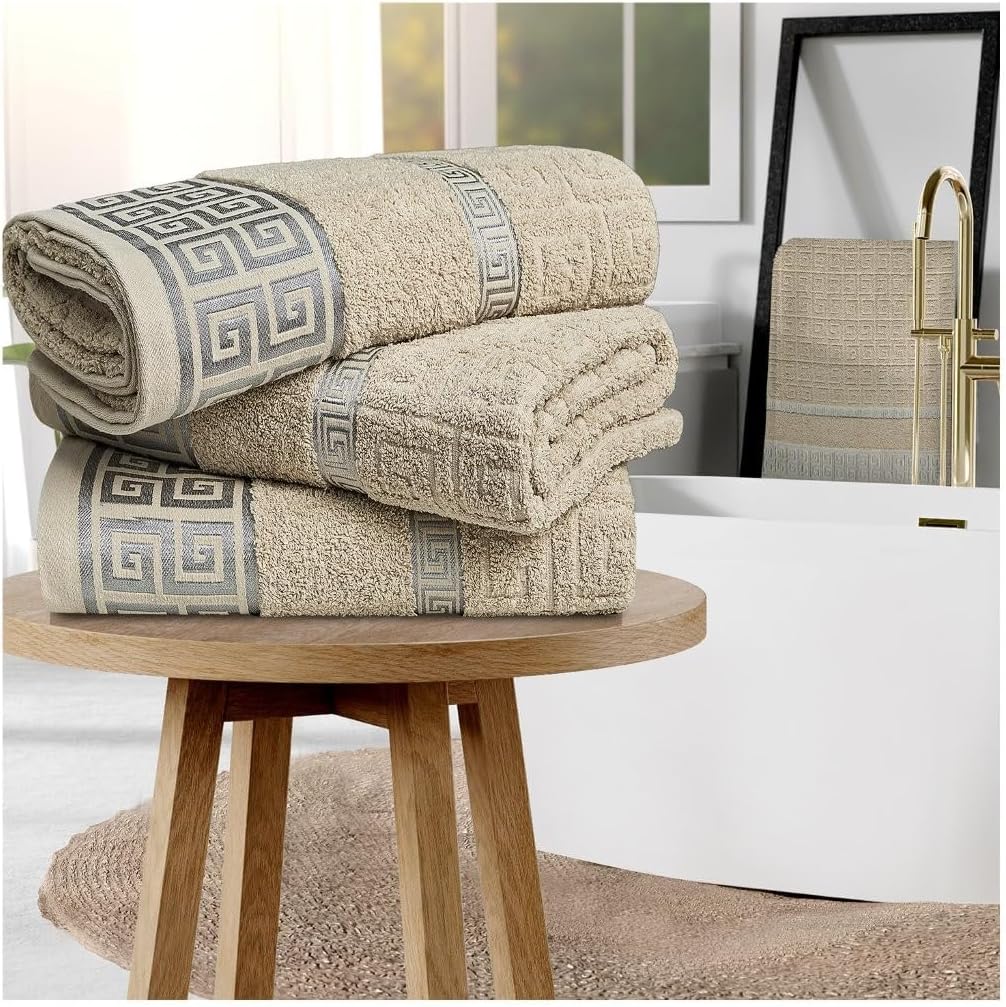 Pack of 3 Large Odella Bath Sheets Towels 90 x 150 cm, 100% Cotton Super Soft & Highly Absorbent Jumbo Bathroom Towels