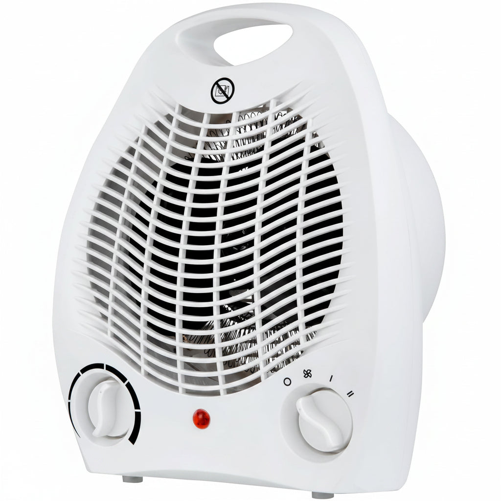 Electric Fan Heater 2000W with 2 Heat Settings, Overheat Protection & Safety Tip Over Switch, Adjustable Thermosat & Cooling Only Setting, Portable & Lightweight White