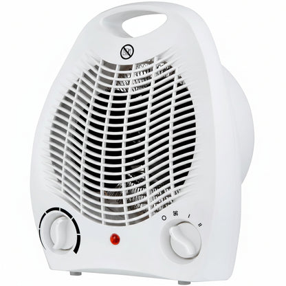 Electric Fan Heater 2000W with 2 Heat Settings, Overheat Protection & Safety Tip Over Switch, Adjustable Thermosat & Cooling Only Setting, Portable & Lightweight White