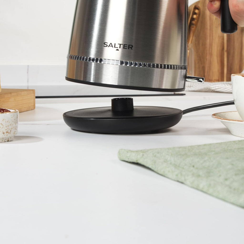 Salter Lumie LED Kettle - 1.7L Capacity, LED Blue Illumination When Boiling, Stainless Steel Kettle, Easy Fill, Removable Anti-Limescale Filter, 360° Swivel Base, Boil Dry Sensor, Auto-Shut Off, 3000W