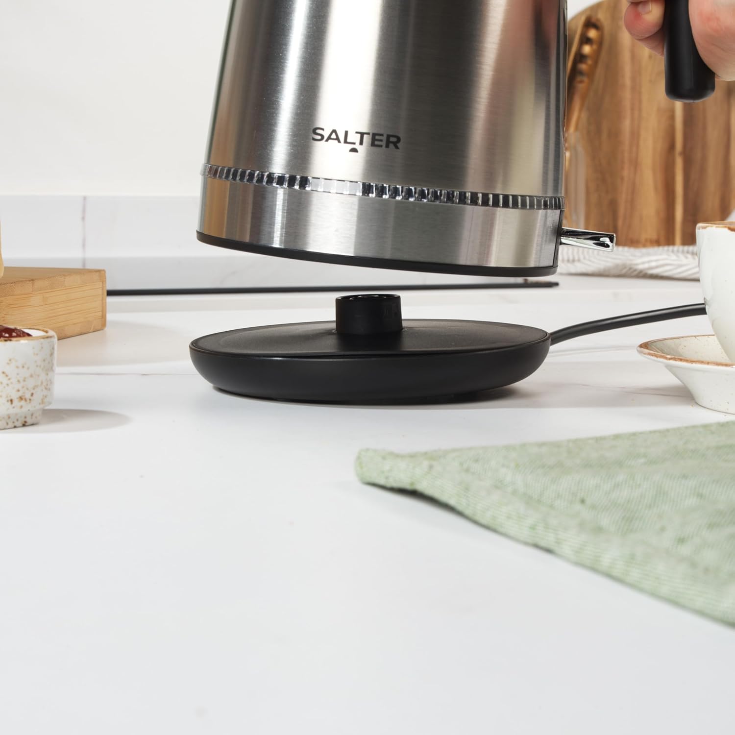 Salter Lumie LED Kettle - 1.7L Capacity, LED Blue Illumination When Boiling, Stainless Steel Kettle, Easy Fill, Removable Anti-Limescale Filter, 360° Swivel Base, Boil Dry Sensor, Auto-Shut Off, 3000W
