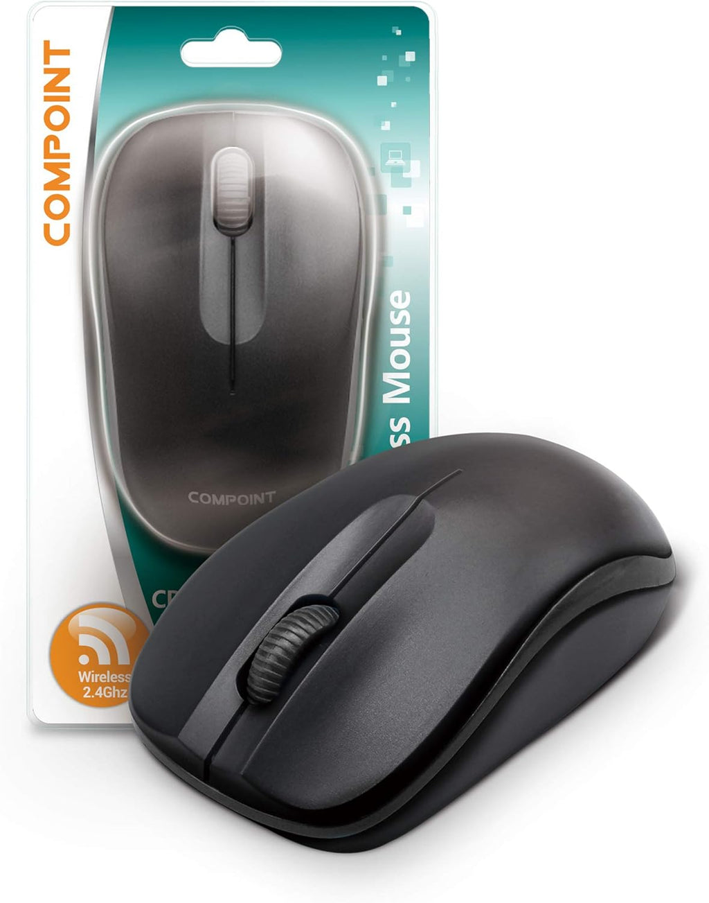Wireless Mouse with Mini USB Receiver - Optical Cordless Mouse for Laptop, Computer, Macbook, Gaming, Working - 2.4Ghz Small Silent Black Portable Mouse Up To 10m with USB Adaptor