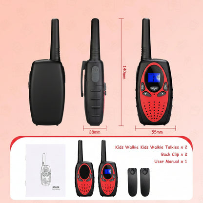 Walkie Talkies for Kids, Long Range VOX Keylock Children Toy Gifts for Birthday and Holiday, Easy to Use for Camping Hiking and Adventure (1 Pair, Red)