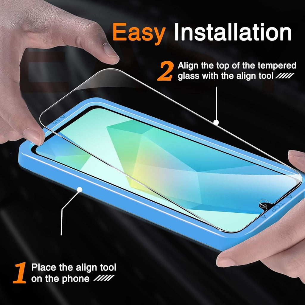 3 Pack Tempered Glass for Samsung Galaxy A16 5G Screen Protector with 3 Pack Camera Lens Protector Accessories, Case Friendly, Mounting Frame