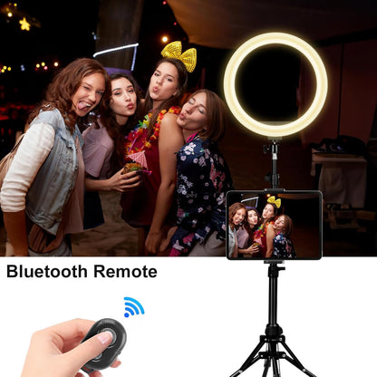 12 inch LED Ring Light with Tripod Stand & Phone Holder Tall 70'', Ringlight with Remote, Dimmable White/RGB Mode, Selfie Circle light for Phone Camera Filming Makeup Streaming