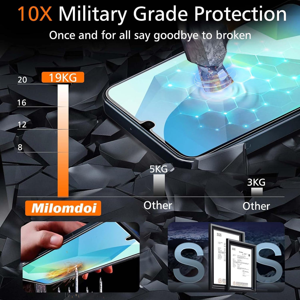 3 Pack Tempered Glass for Samsung Galaxy A16 5G Screen Protector with 3 Pack Camera Lens Protector Accessories, Case Friendly, Mounting Frame