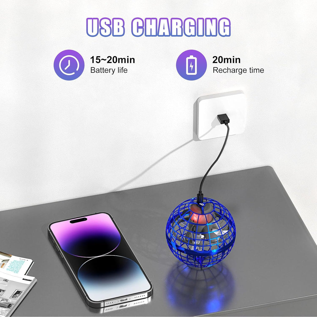 Flying Ball Orb Toys 2026, Hover Ball Pro Flying Spinner Toy, UFO RGB Cool Stuff Globe Orbit Magic Boomerang Hand Controller Mini Drone form Kids