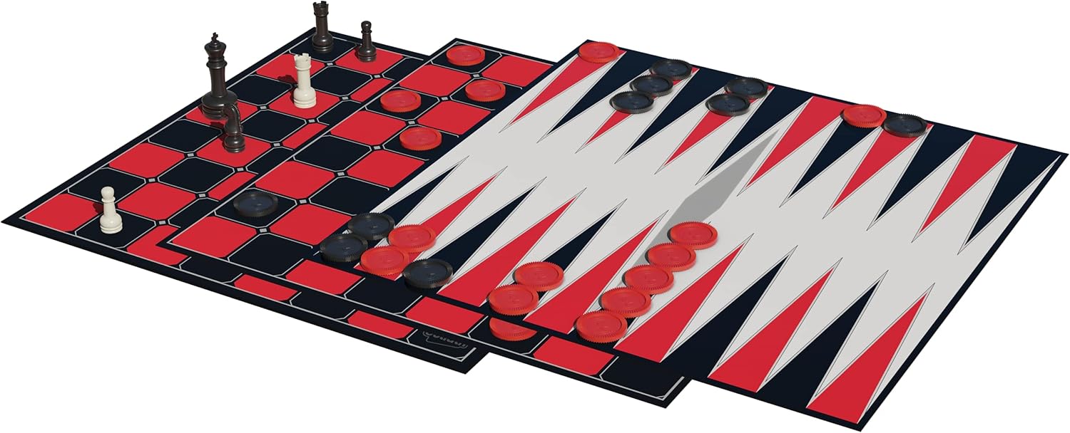 Goliath Games: Classic Chess, Checkers & Backgammon Triple Pack | Traditional Board Games for Kids and Adults | For 2 Players Ages 6+