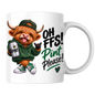 Highland Cow Pint Lover Mug "Oh FFS! Pint Please!" Oh FFS! Pint Please! 325ml Ceramic Coffee Mug – Cute Highland Cow in Green Hoodie & Cap Holding Pint Can with Rock On Sign | Funny Gift | Fast Dispatch by UK Seller (M3392)