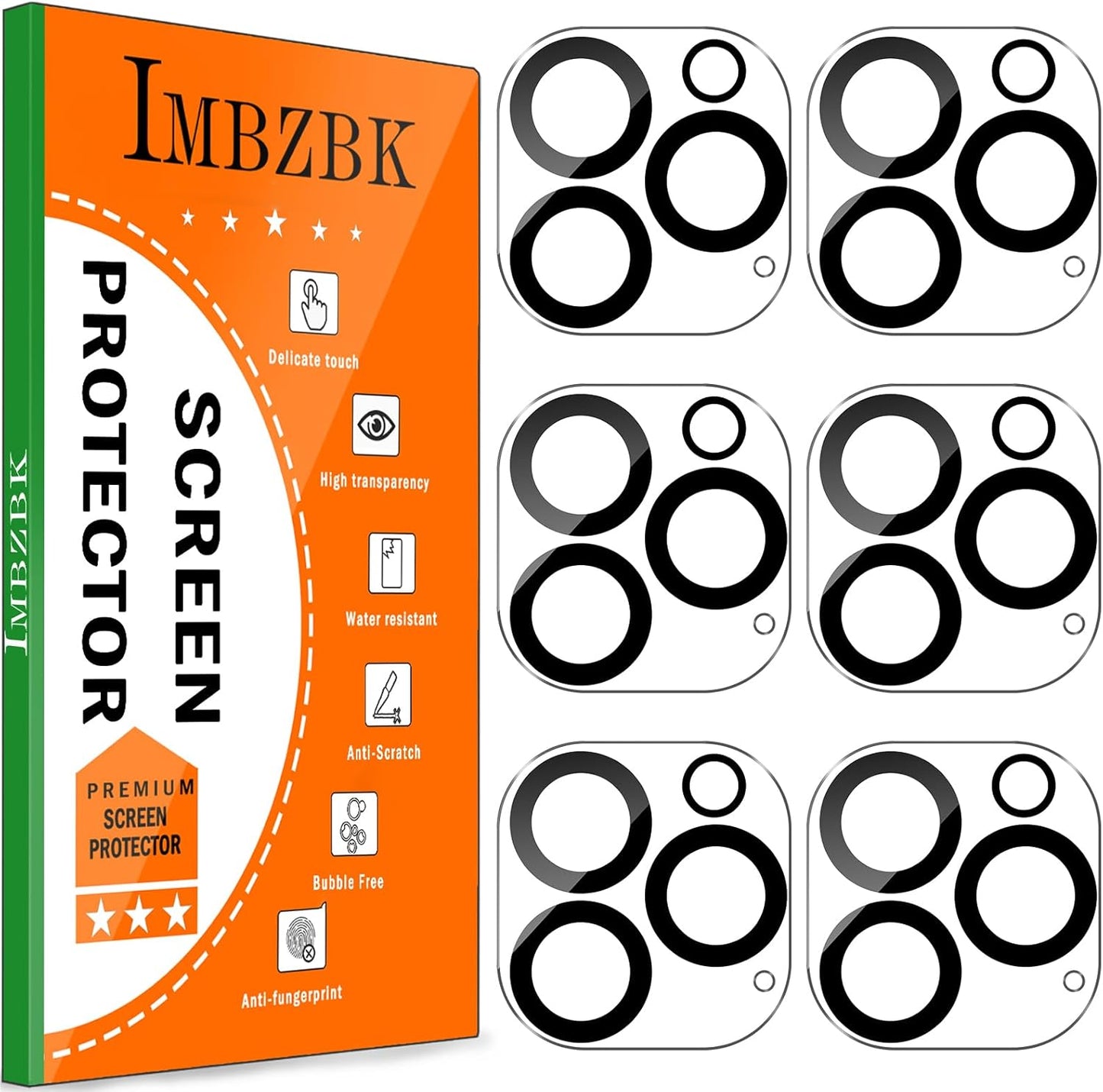 IMBZBK 6 Pack Camera Lens Protector for iPhone 16 Pro Max/iPhone 16 Pro Accessories Camera Protector Screen Cover 9H Tempered Glass Unbreakable Protection Case Friendly