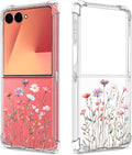 Floral Clear Case for Samsung Galaxy Flip 7 for Women Girls, Pretty Phone Cover for Galaxy  Flip7, Flower Design Cute Pattern Slim Soft Drop Proof Protective TPU Bumper Case