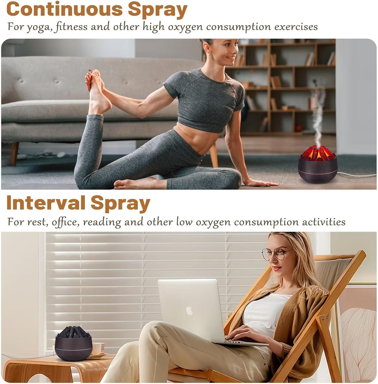 Campfire Flame Fire Diffuser, Bonfire Aromatherapy Essential Oil Diffuser, 300ml Wood Cool Mist Humidifier for Home,Bedroom,Office, Waterless Auto Off, Night Light, Gift