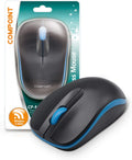 Wireless Mouse with Mini USB Receiver - Optical Cordless Mouse for Laptop, Computer, Macbook, Gaming, Working - 2.4Ghz Small Silent Black/Blue Portable Mouse Up To 10m with USB Adaptor