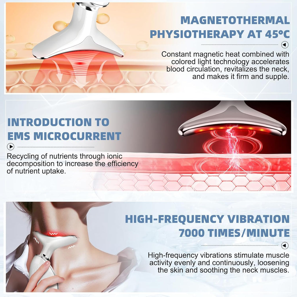 Face Massager, LED Light EMS Facial Sculptor with 3 Modes 45°C Guasha Tool Face Massager Facial Lifting Device Jaw Trainer, Firming Anti Wrinkle Neck Eye Massager Double Chin Reducer