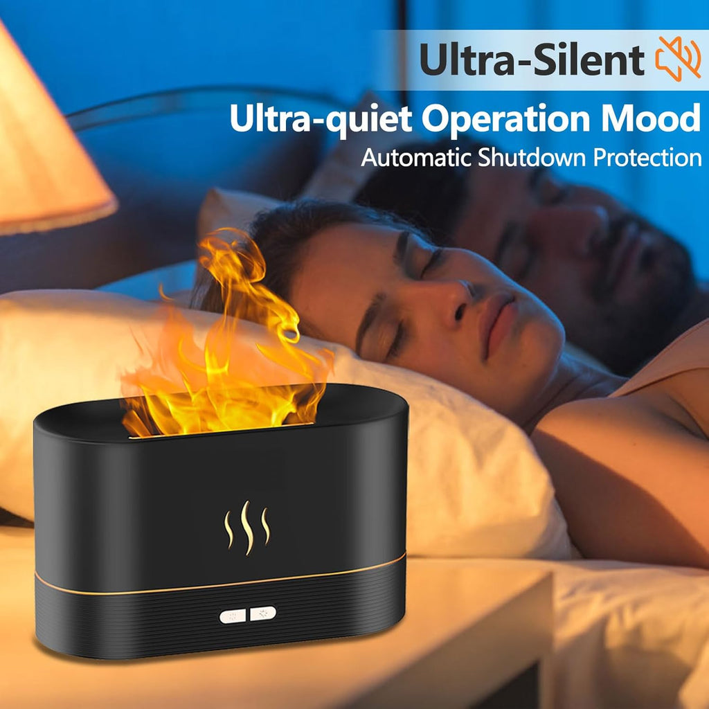 Flame Essential Oil Diffuser, Upgrade 7 Colour Lights Aromatherapy Diffuser, Super Quiet Air Humidifier, Electric Aroma Diffuser
