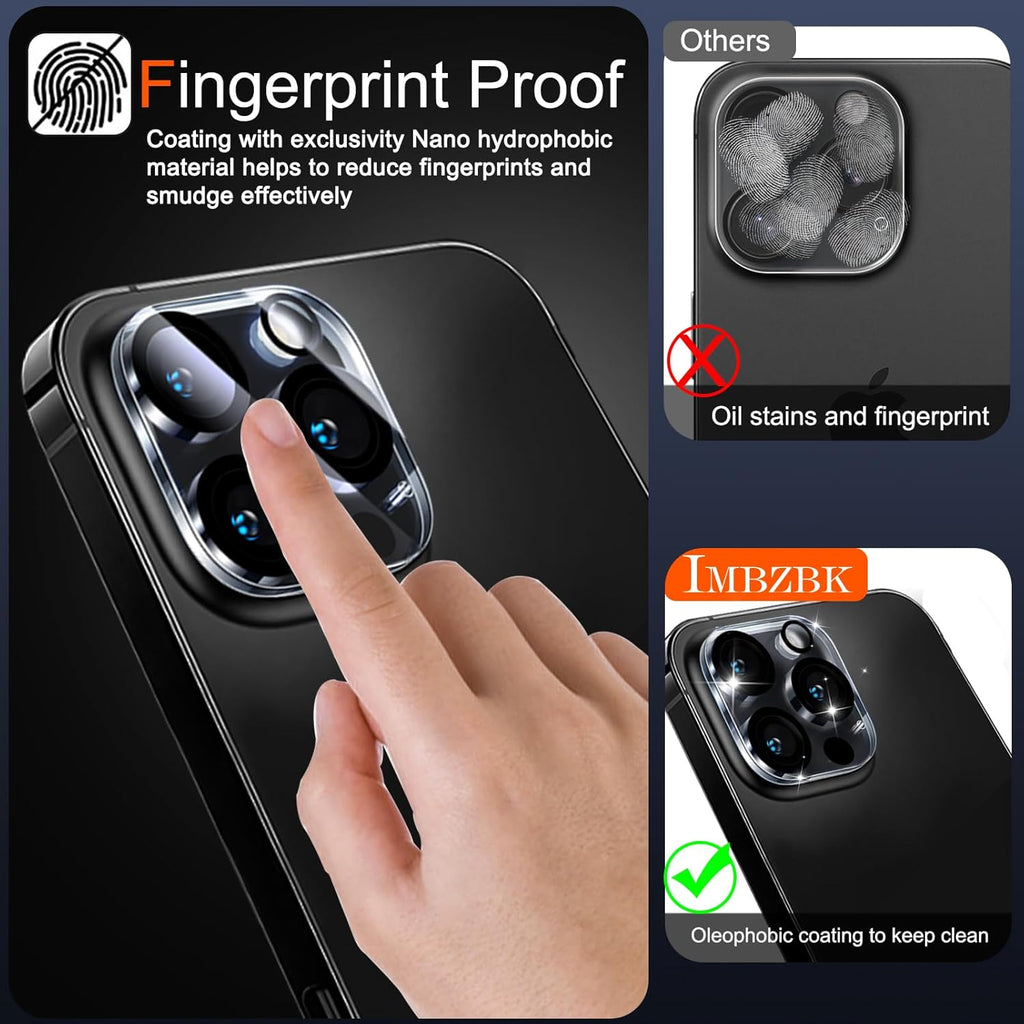 IMBZBK 6 Pack Camera Lens Protector for iPhone 16 Pro Max/iPhone 16 Pro Accessories Camera Protector Screen Cover 9H Tempered Glass Unbreakable Protection Case Friendly