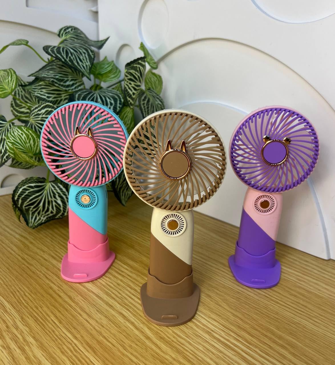 Portable Mini Rechargeable Handheld Fan with Desktop Dock 3 Speed Settings