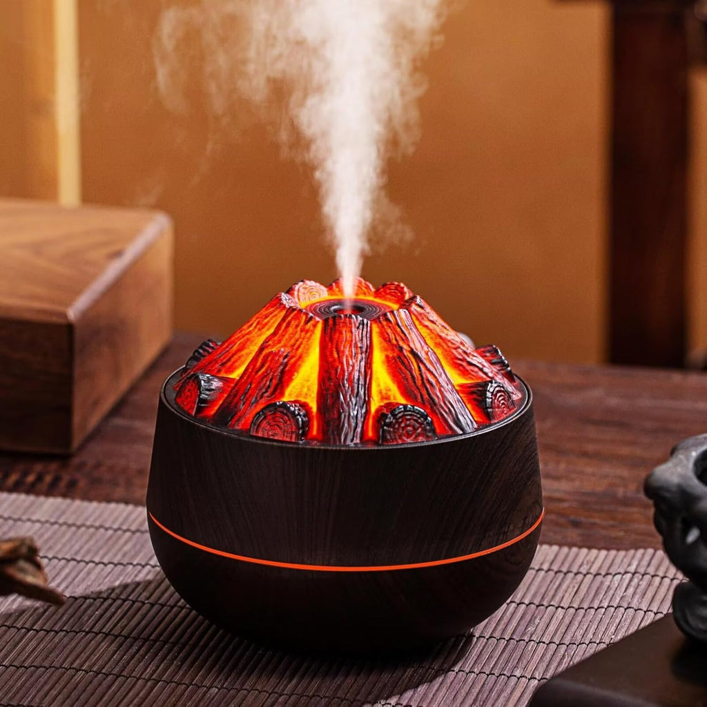 Campfire Flame Fire Diffuser, Bonfire Aromatherapy Essential Oil Diffuser, 300ml Wood Cool Mist Humidifier for Home,Bedroom,Office, Waterless Auto Off, Night Light, Gift