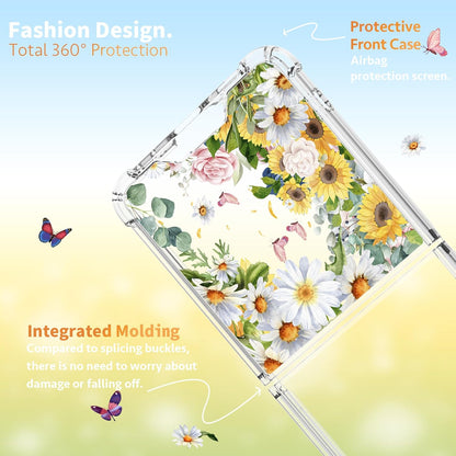 Samsung Galaxy Z Flip 6 Case 5G Flower Slim Anti-Drop Shockproof Protective Soft Shockproof Clear Phone Protective Covers 6.85 Inch for Women