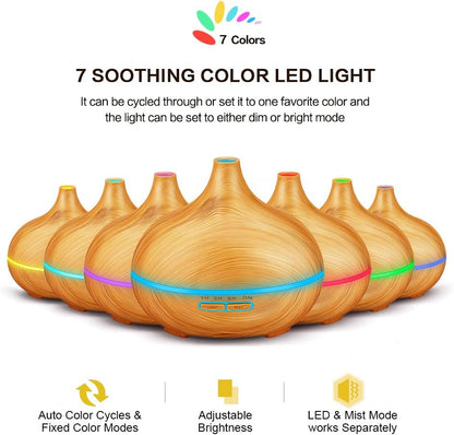 300ml Essential Oil Diffuser Aroma Diffuser Aromatherapy Ultrasonic Cool Mist Humidifier 7 Color LED Change for Office Home Bedroom Living Room Study Yoga Spa