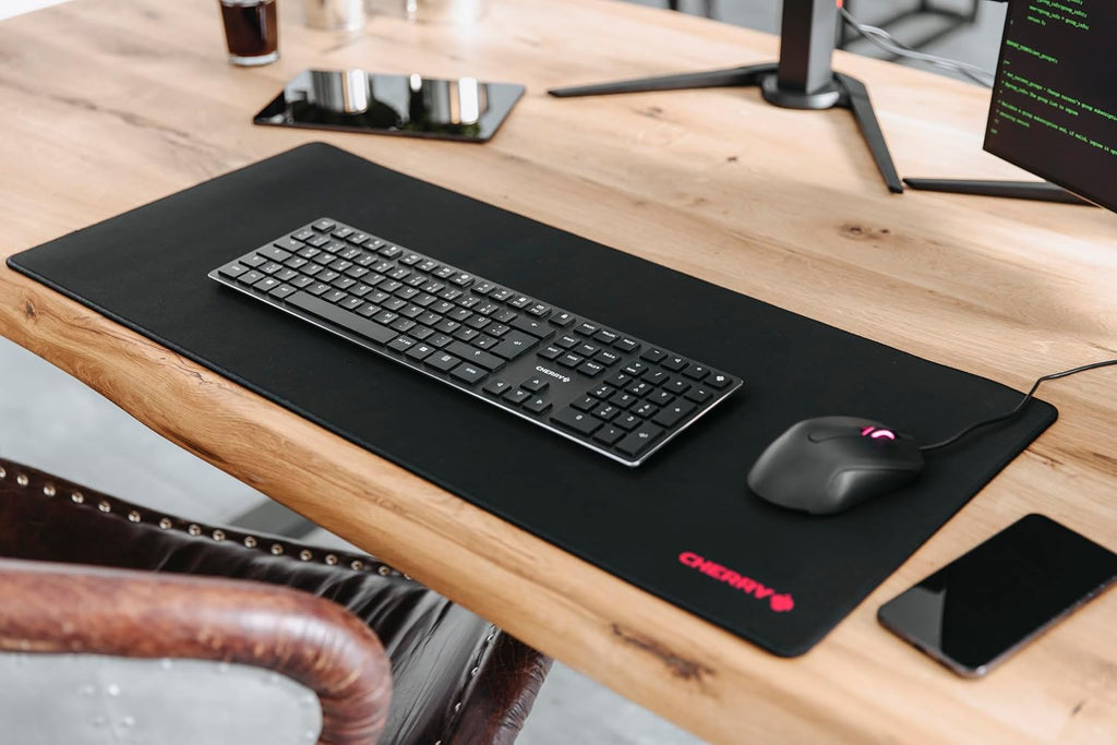 Premium Fabric Mouse Pad in XXL (800 x 350 x 5 mm), Smooth Surface for Precision, Stitched Edges, Non-Slip, Rollable, Black