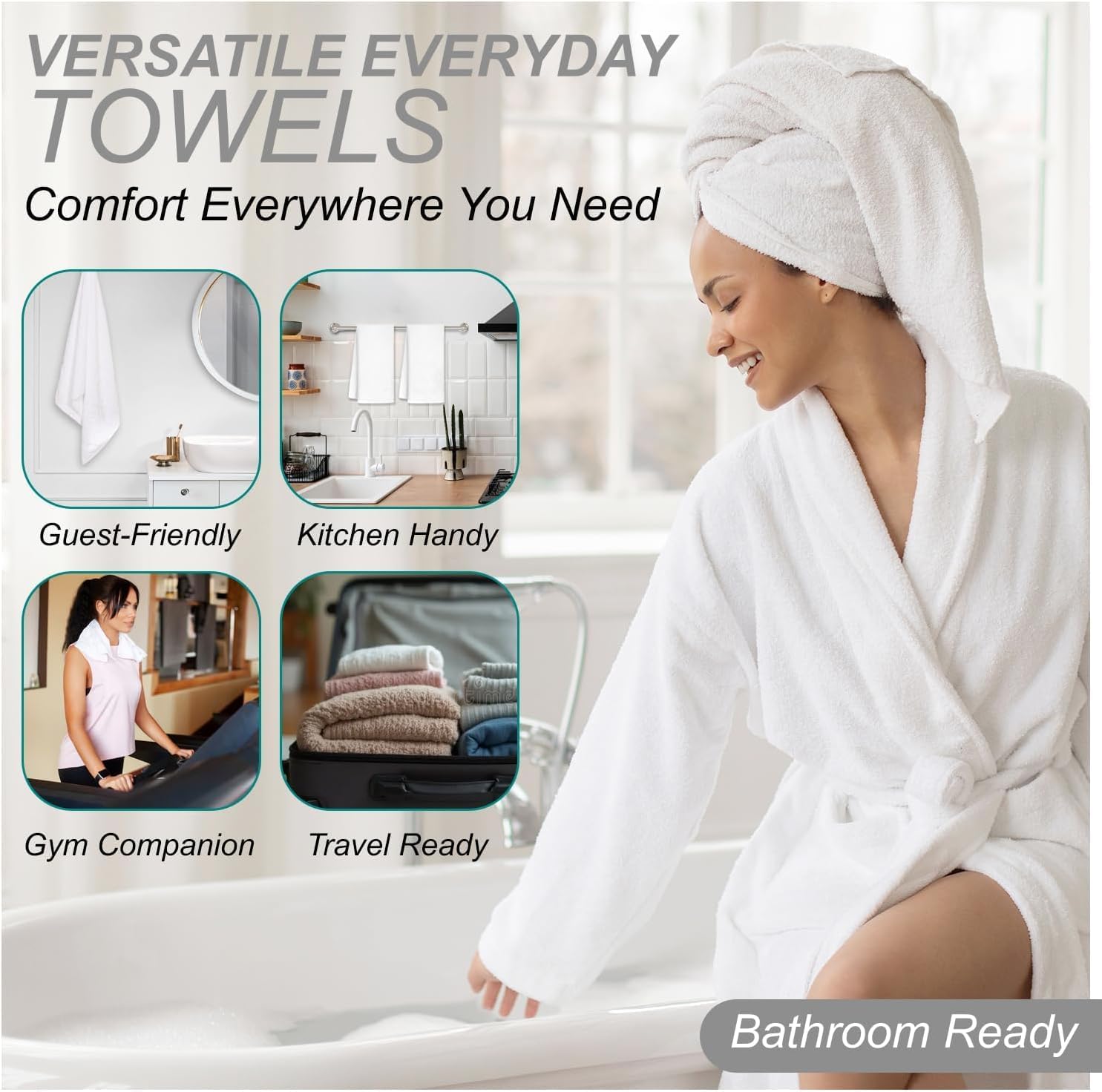 Pack of 3 Large Odella Bath Sheets Towels 90 x 150 cm, 100% Cotton Super Soft & Highly Absorbent Jumbo Bathroom Towels