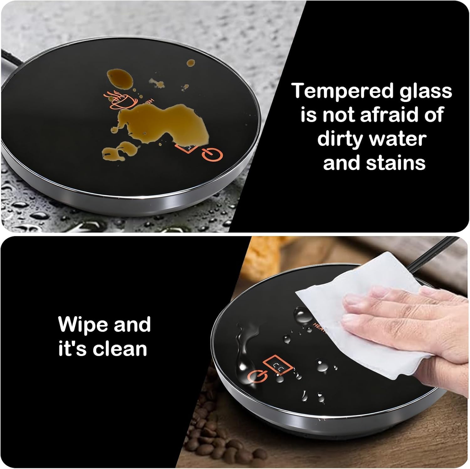Coffee Mug Warmer USB 24H Auto Shut off Adjustable Electric Smart Beverage Cup with 3 Temperature Settings 45 55 65℃ Heated Coaster for Home Office Milk Tea Hot Drinks Desk Valentine's&Mother's Day