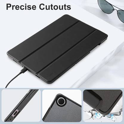 CoBak Case for Samsung Galaxy Tab A11+ Plus 11 Inch 2025/A9+ Plus 2023 - PU Leather Smart Cover with Auto Sleep/Wake for Tab A11+, Translucent Hard Shell, Multi-Viewing Angles, Black