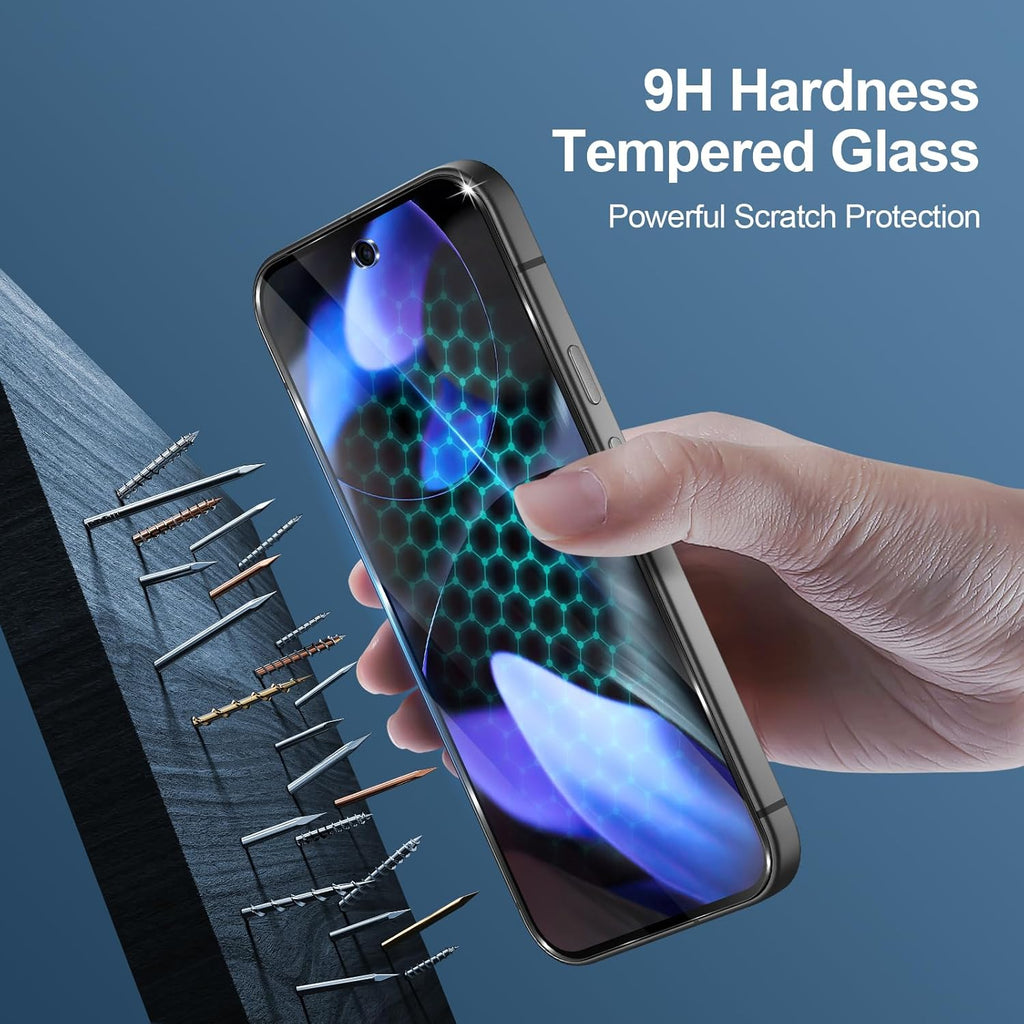 3 PACK Screen Protector for Google Pixel 9 /Pixel 9 Pro Tempered Glass [HD Full Coverage] [Easy Installation] [Round Edge] [Scratch Resistant] [9H Hardness]