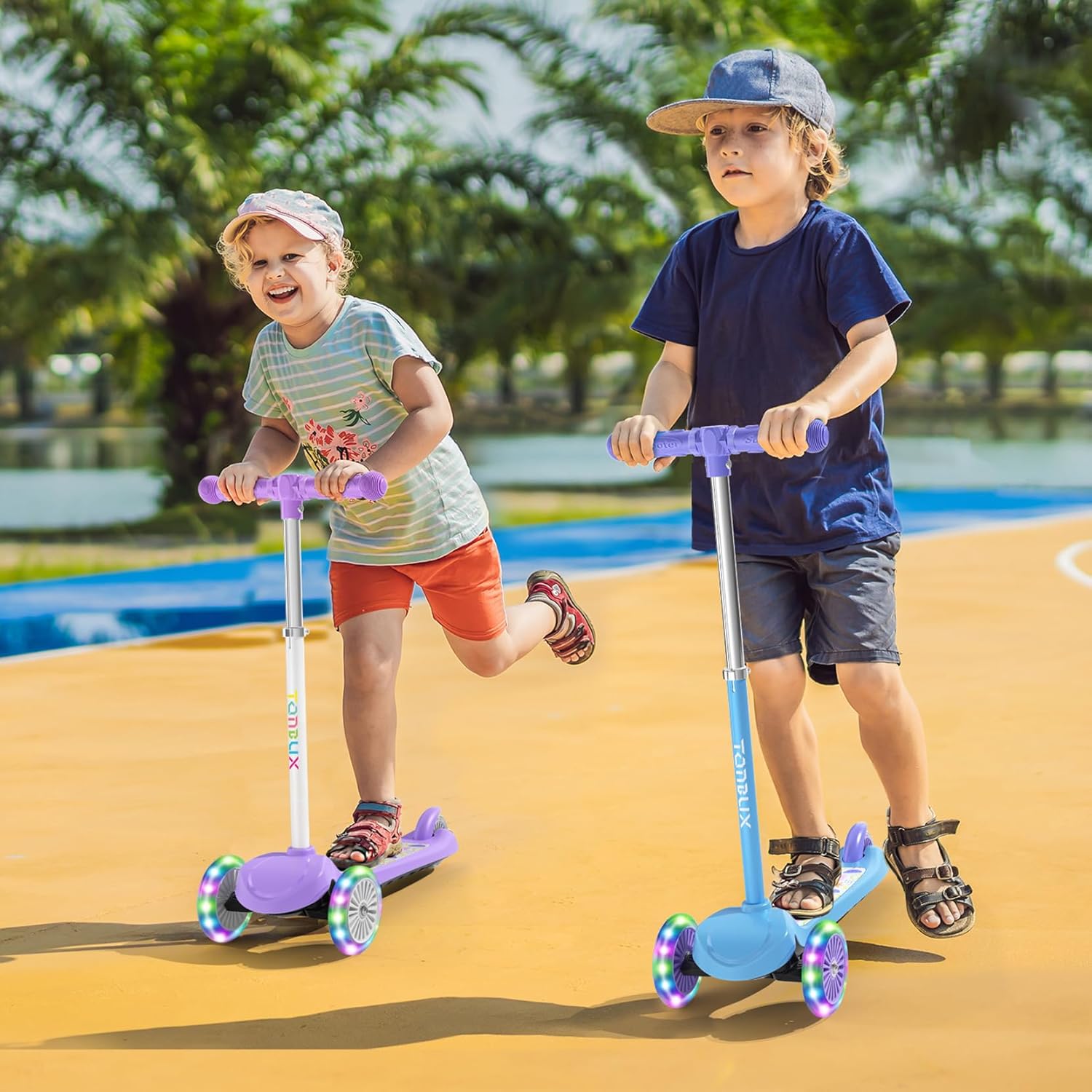 Kids Scooter for Ages 3-5, Toddler Scooter with Light-Up Deck and Wheels, Adjustable 4-Level Height 3-Wheel Scooters for Kids, Lean-to-Steer Design