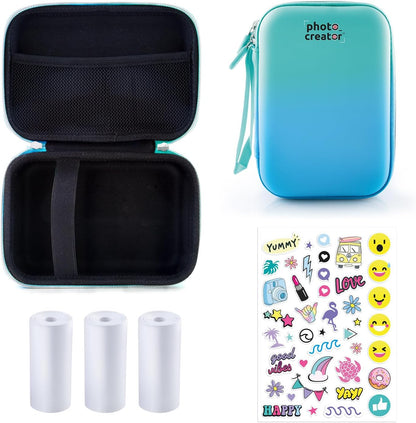 Photo Creator Instant Camera Case, 3 Extra Refill Paper Rolls, Extra Stickers, Shockproof, Protects from Splashes, Store and Protect!