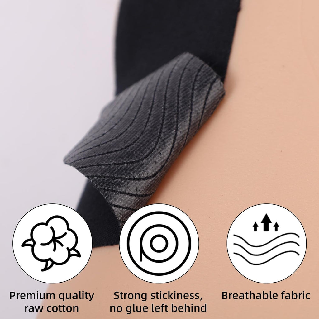 12pcs Precut Kinesiology Tape for Knees, Breathable Elastic Kinesiology Athletic Muscle Tape Strips Flexible, Waterproof Sport Knee Patch Stickers for Knee Support & Stability (Black)