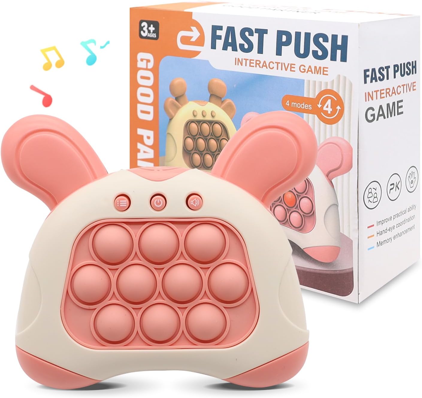 Pop Game Light Up Fidget Toy, Quick Push Console, Whack a Mole Game, Decompression Breakthrough Puzzle Pop Machine, Multiple Modes Toy for 3+ Years (pink)