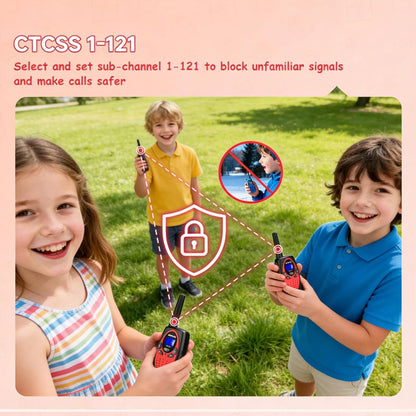 Walkie Talkies for Kids, Long Range VOX Keylock Children Toy Gifts for Birthday and Holiday, Easy to Use for Camping Hiking and Adventure (1 Pair, Red)