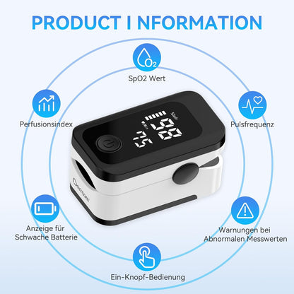 Berrcom Pulse Oximeter Blood Oxygen Saturation Monitor Finger High Accuracy Sats Monitor for Child, Adult with LED Display