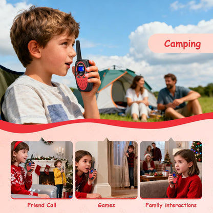 Walkie Talkies for Kids, Long Range VOX Keylock Children Toy Gifts for Birthday and Holiday, Easy to Use for Camping Hiking and Adventure (1 Pair, Red)